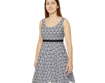Geometric Triangle Skater Dress: Earth Spaceship Design
