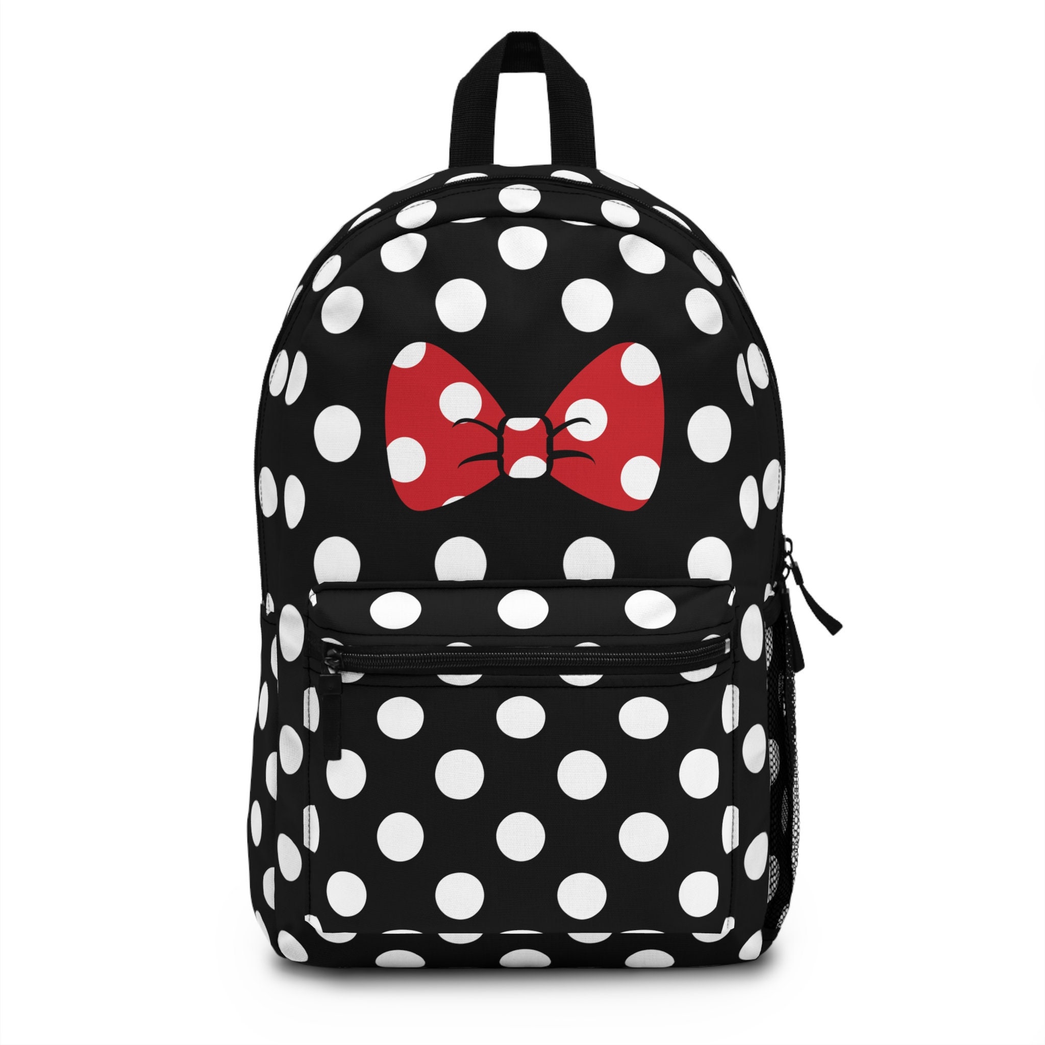 Black and White Polka Dot Bow Backpack – Mouse-inspired 