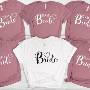 花嫁とチーム花嫁シャツ：独身パーティーTシャツ