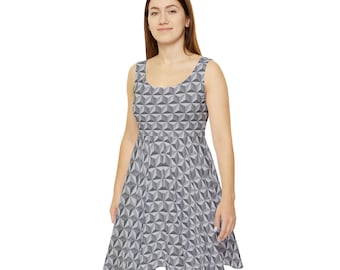 Geometric Triangle Skater Dress: Earth Spaceship Design