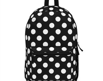 Classic Black Polka Dot Backpack – Mouse-Inspired Minimalist Bag for Everyday Use