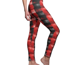 Red and Black Plaid Leggings | Punk Goth Grunge Printed Leggings for Concerts & Festivals