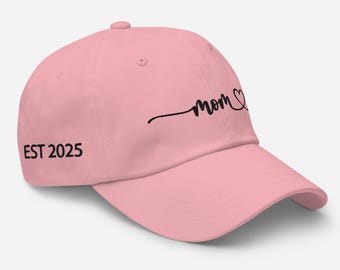Embroidered Mom Custom heart baseball cap with black writing