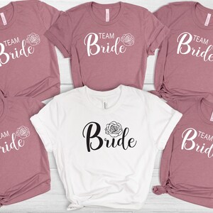 花嫁とチーム花嫁シャツ：独身パーティーTシャツ