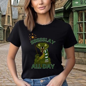 Ssssslay All Day Shirt, Snake House Tee, Wizard School, Snake Mascot, House Pride, Magic Wizard Shirt | Wizard World HP Bookish Fan