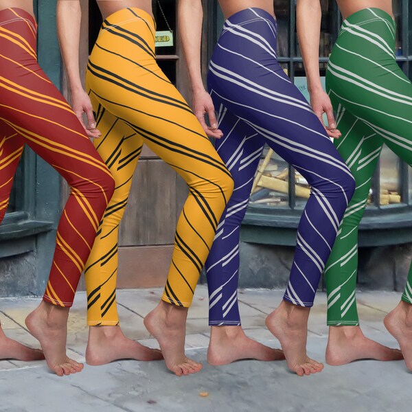 Wizard School Leggings | Wizard House Leggings | Red and Gold | Yellow and Black | Blue and Bronze or Blue and Grey | Green and Silver