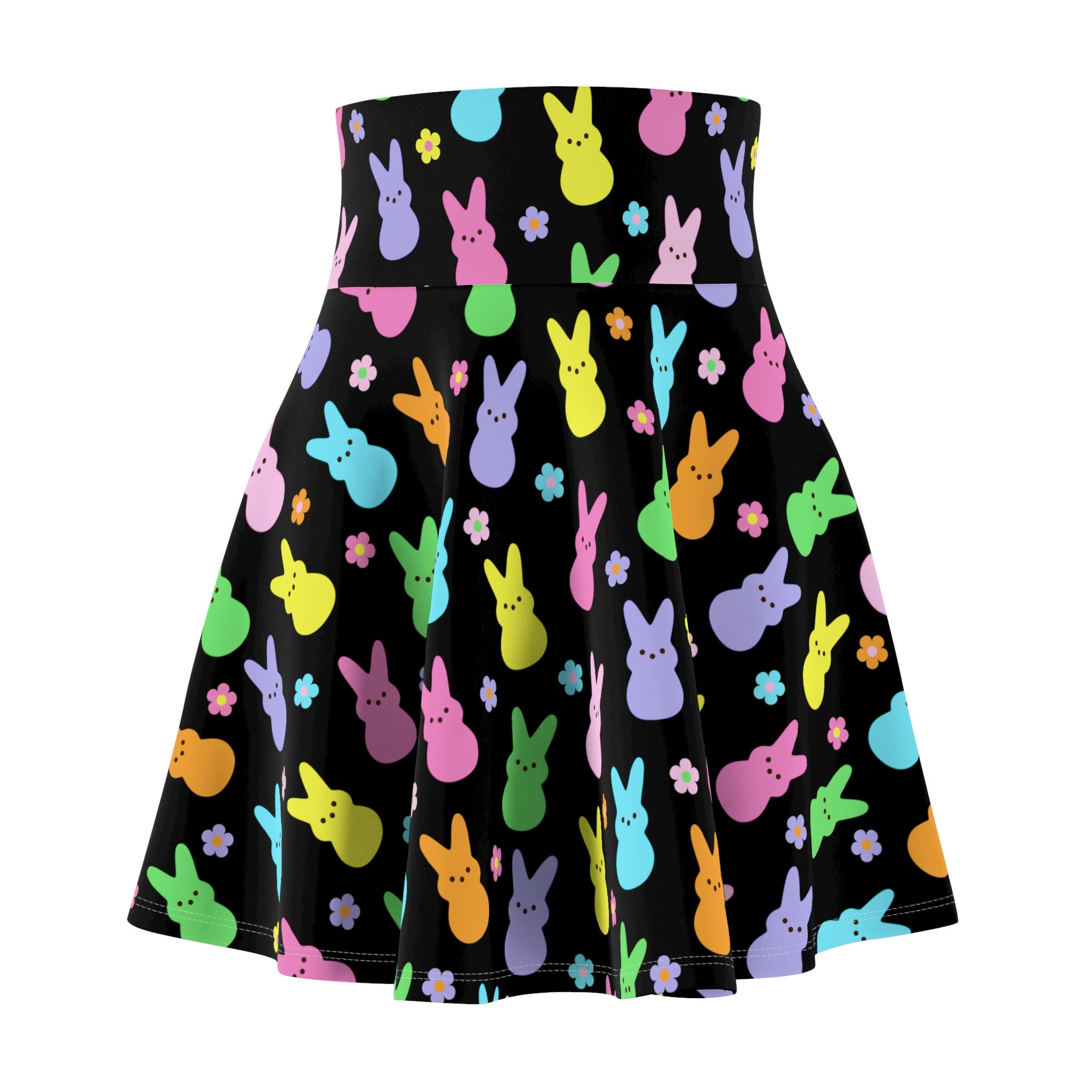 Marshmallow Black Bunny Women's Skater Skirt