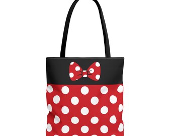Red Mouse Dot Tote Bag with Bow