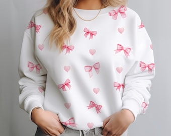 Kokette Pink Bow Sweatshirt: Trendy Crewneck Top