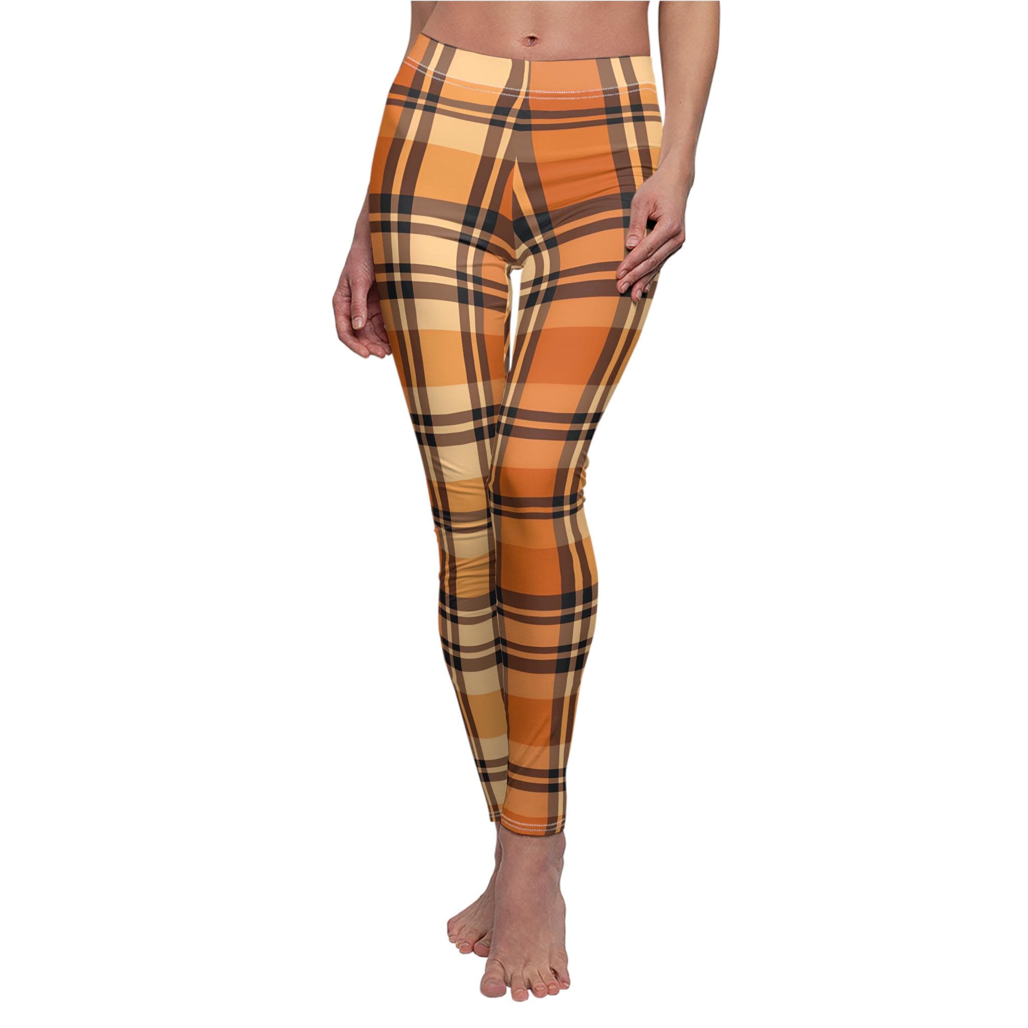 Discover Red and Brown Plaid Leggings – Fall Fashion for Women