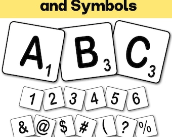 Scrabble Font Letters, Numbers, Symbols | Bubbly Bulletin Board (Digital Download)