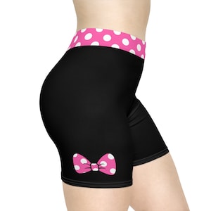 Black Mouse Shorts with Pink Bows