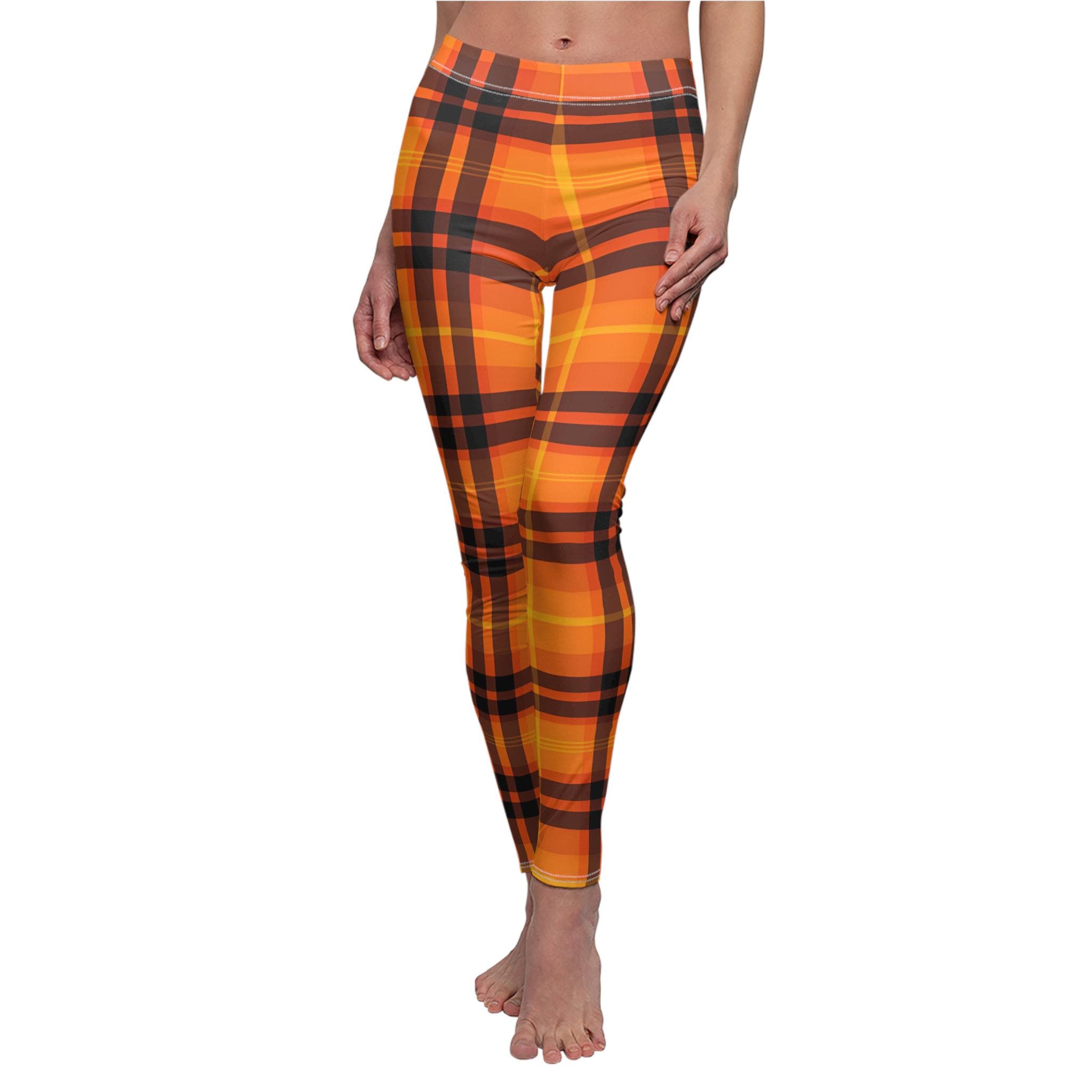 Discover Rust and Beige Plaid Leggings – Fall Vibe for Stylish Outfits