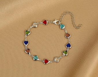 Tiny Heart Bracelet | Dainty Heart Bracelet For Women| Korean Minimalist Chain Bracelet| Multicolor