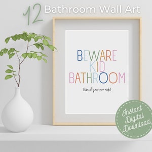 Kid Bathroom Wall Art Printable - 12 Options