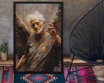 Old Man Angel Mural Poster Mural Picture Art Print Gift Oil Painting Style Painting Vintage