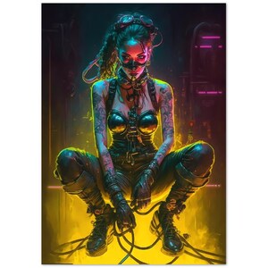 Cyberpunk Poster Futuristic Wall Art Featuring a Beautiful Cyber Girl ...