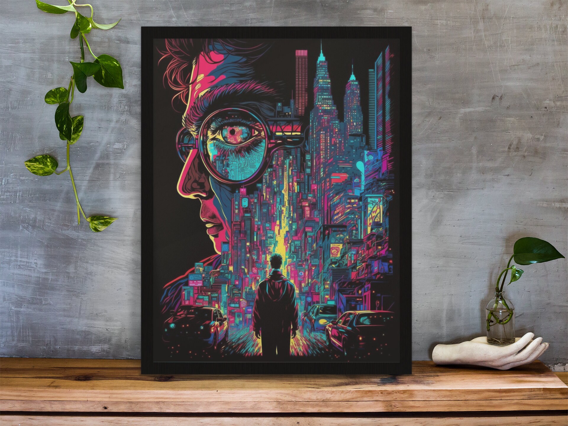 Cyberpunk Poster Futuristic Wall Art Featuring a Beautiful Cyber Man in ...