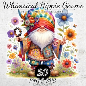 Aquarel hippie kabouter clipart, kabouters aquarel clipart, feestelijke kabouter clipart, digitale clipart kabouter PNG SVG, handwerkleraar