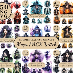 Witch Bundle Clipart, Magical Witch Clipart, Magic Clip Art, Mystical Clipart, Witchcraft PNG Clipart, Clipart Witchcraft, Mystical PNG