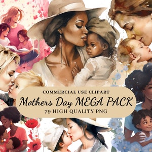 79 PNG aquarel Moederdag clipart bundel, moeder en baby, cadeau moederdagen, Moederdag cadeau, moeders moeders dagen, commercieel gebruik, mama