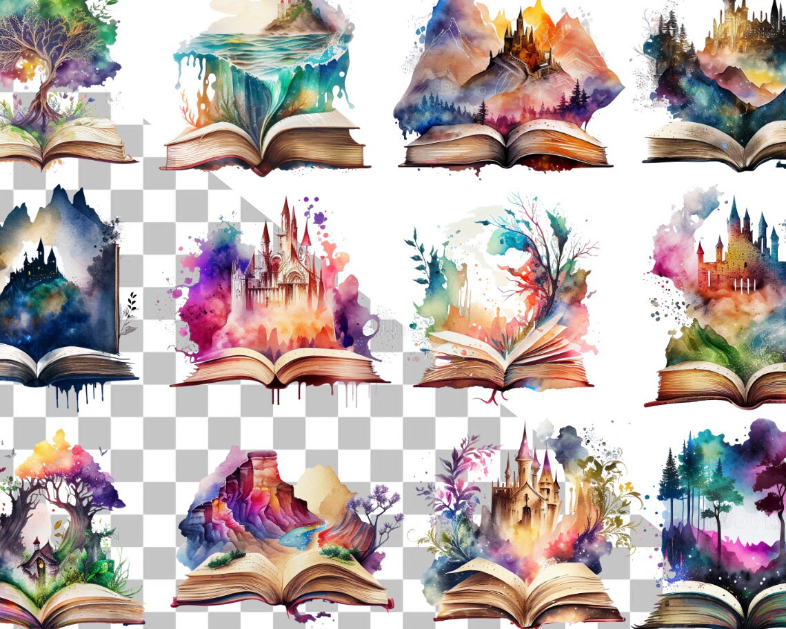 31 PNG Watercolor Fantasy Books Clipart Book Bundle PNG. - Etsy