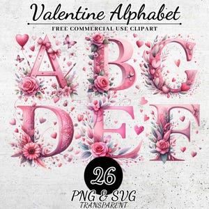 Alfabeto de San Valentín, letras románticas, fuente de sublimación para el día de San Valentín, alfabeto SVG PNG con temática de corazón, letras de amor para manualidades y decoración