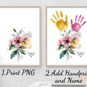 Moederdag handafdruk kunst, moeder cadeau, kinderen cadeau voor moeder, bloemenprint, verjaardagscadeau afdrukken, cadeau voor haar, moeder, mama, oma's, tuinbloem