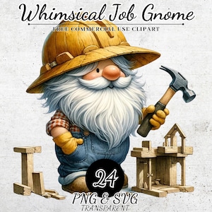 Aquarell Job Gnome Clipart, Gnome Aquarell Clipart, festliche Gnome Clipart, digitale Clipart Gnome PNG SVG, Handarbeiten Lehrer