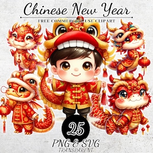 Clipart del drago del capodanno cinese, decorazioni del capodanno lunare PNG SVG, decorazioni per la festa di capodanno, capodanno lunare cinese, download digitale del capodanno