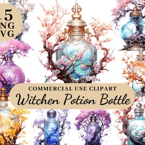 Witch Potion Bottle Clipart PNG SVG, Witchcraft Potion Bundle Magical Witch Clipart, Magic Clip Art, Mystical Clipart, Witchcraft Clipart