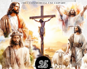 Watercolor Jesus Christ Clipart, Watercolor Printable Christ, Jesus Christ PNG SVG, Religious Clip Art, Faith Religious Jesus Christ