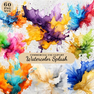 Paquete de imágenes prediseñadas de salpicaduras de acuarela, imágenes prediseñadas de acuarela pastel, imágenes prediseñadas de color abstracto, salpicaduras de fondo transparente PNG SVG