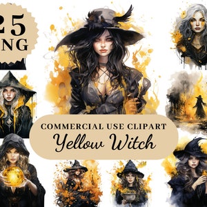25 Yellow Witch Clipart PNG, Witch Clip Art, Magic Clip Art, Mystical Clipart, Witchcraft PNG Clipart, Pagan Clipart, Mystical PNG, Occult