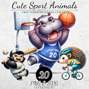 Clipart animal bébé sport, lot de cliparts sports, chambre d'enfant des cliparts animaux des bois, chambre d'enfant décoration clipart, clipart sublimation enseignant