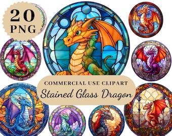 20 PNGs Stained Glass Dragon Clipart Mandala, Chinese Dragon, Wizard Magic School, Magical Mystical Art, Mythical PNG, Dragon print art