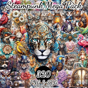 Steampunk Clipart Bundle PNG SVG, Steampunk Digital Clipart, Downloadable Steampunk Clipart, Victorian Steampunk Clipart, Paper Craft
