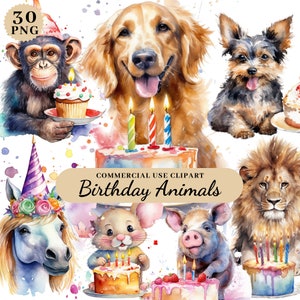 Verjaardagsversieringen met dierenthema, wilde dieren verjaardagsuitnodigingen, dierlijke verjaardagstaarttoppers, clipart verjaardagsuitnodiging, commercieel gebruik