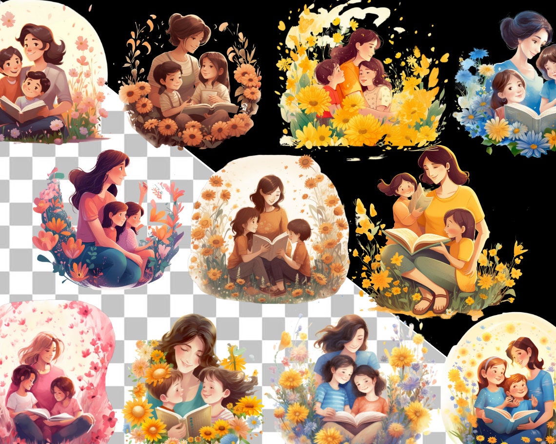 79 PNG Watercolor Mother's Day Clipart BUNDLE, Mom and Baby, Gift ...