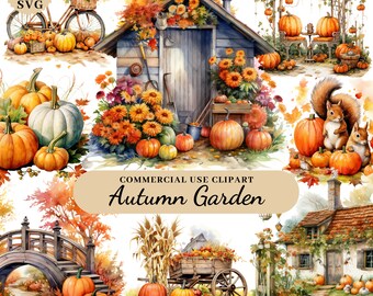 Watercolor Autumn Woodland Animal Clipart PNG SVG Fall Clipart Wall Art ...