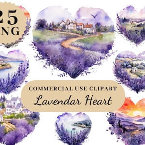 25 PNGs Watercolor Lavendar Fields Clipart, Lavendars Clipart, Flowers Clipart, Floral Bouquet, Floweral Clipart, Botanical Flowers Clipart