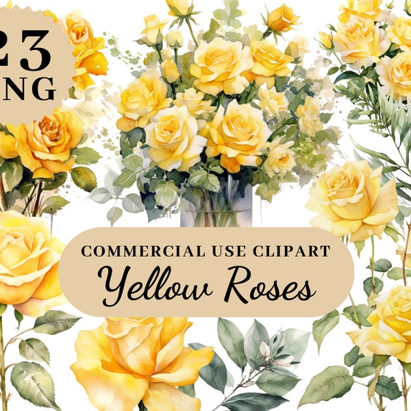 Aquarelle Floral Clipart, Clipart de mariage, Fleurs jaunes et blush, Utilisation commerciale, Roses Clipart, Fleurs Clipr, Fleurs, Bouquet Floral