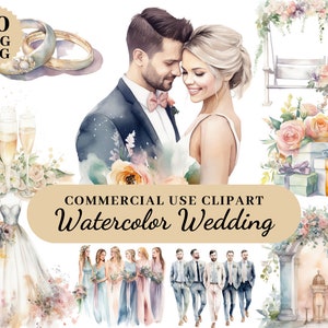 Aquarell Land Hochzeit Tag Clipart Bundle, Braut und Bräutigam Clipart, Hochzeit lädt Clipart Romantische Hochzeit Clipart Transparent PNG SVG