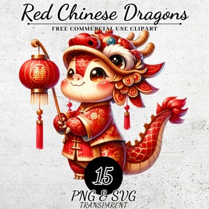 Clipart del drago del capodanno cinese, decorazioni di capodanno PNG SVG, decorazioni per feste di capodanno, capodanno lunare cinese, download digitale di capodanno