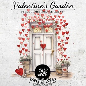 Aquarel Valentijnsdag tuin clipart, schattige Valentijnsdag downloadbaar decor, Love Valentijnsdag SVG sublimatie, transparante PNG SVG