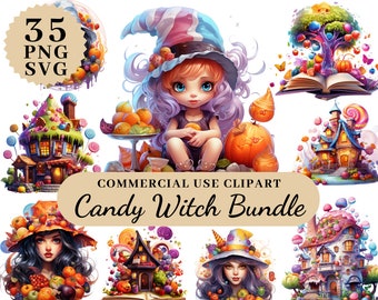 Candy Hexe Bundle Clipart Transparent PNG SVG Magische Hexe Clipart Magie Clip Art Mystische Clipart Hexerei Clipart