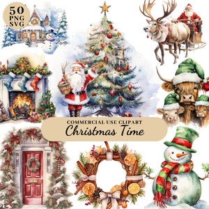 Clipart di vacanze natalizie ad acquerello, Clipart di decorazioni natalizie, Clipart invernali, Clipart di camino natalizio accogliente, Decorazioni natalizie