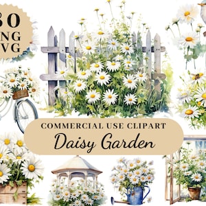 Gänseblümchen Blume Clipart Bundle, Gänseblümchen Kranz Clipart, Gänseblümchen Bouquet Clipart, Birthflower Clipart SVG, Artful Art Clipart, transparentes PNG