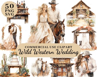 Wild Western Wedding Clipart Bundle Watercolor Ranch Landscapes Clipart, Western Landscape Scenes Watercolor, Transparent PNG SVG