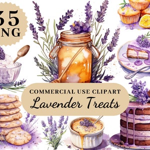 Aquarell Lavendel Leckereien Clipart PNG, Provence Floral, Provence Latte und Croissant, Blumen Clipar, Blumen, Hochzeit PNG, Hochzeitsblume